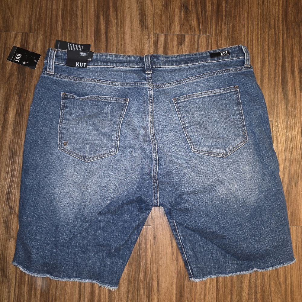 NWT SZ16W Kut From The Kloth Women Sophie Bermuda Shorts Raw Hem Cut Off Jeans - Picture 9 of 13